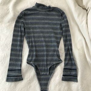 Mock turtleneck striped body suit Size SMALL